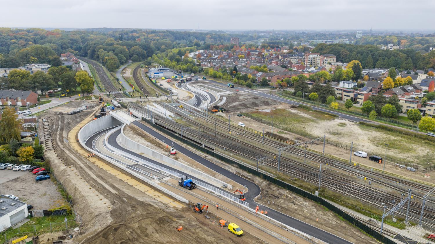 Drone foto van de werkzaamheden aan de Vierpaardjes